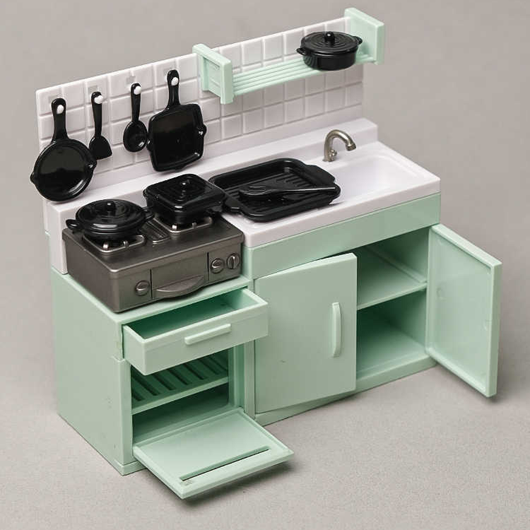 Dinner Prep in Miniature: Sink and Stove Cabinet Set