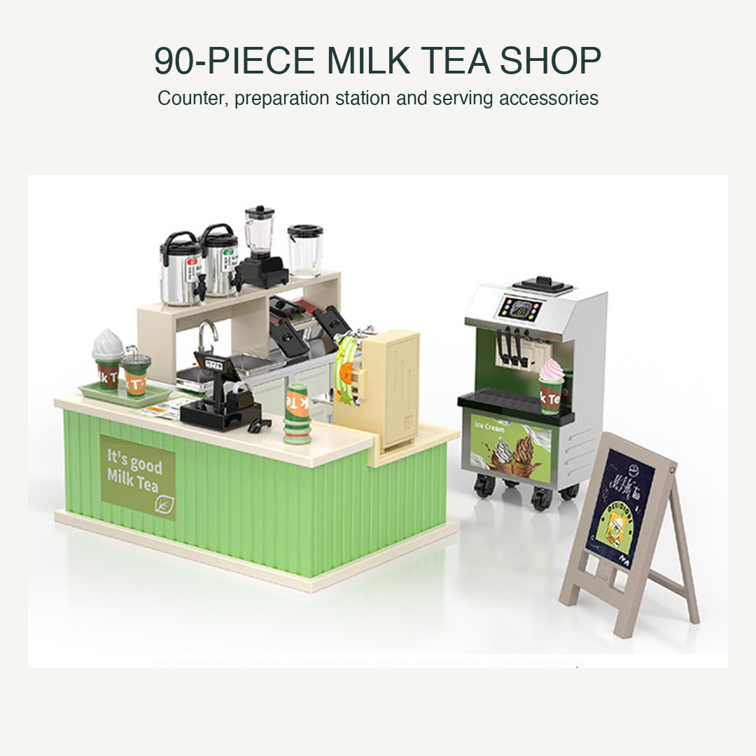 Two Tiny Counters, One Sweet Scene: Miniature Milk Tea and Coffee Shop Bundle