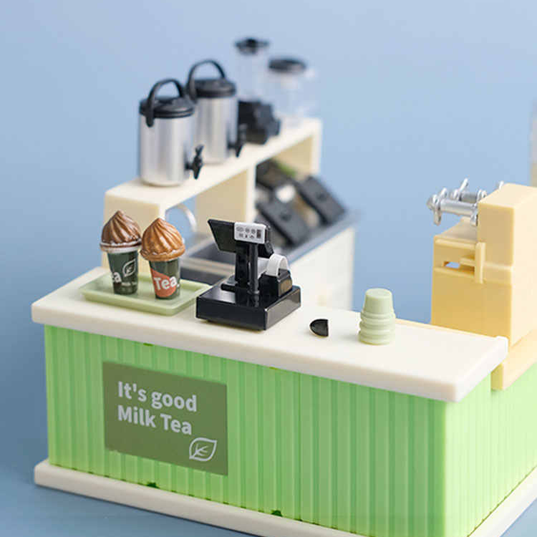Two Tiny Counters, One Sweet Scene: Miniature Milk Tea and Coffee Shop Bundle