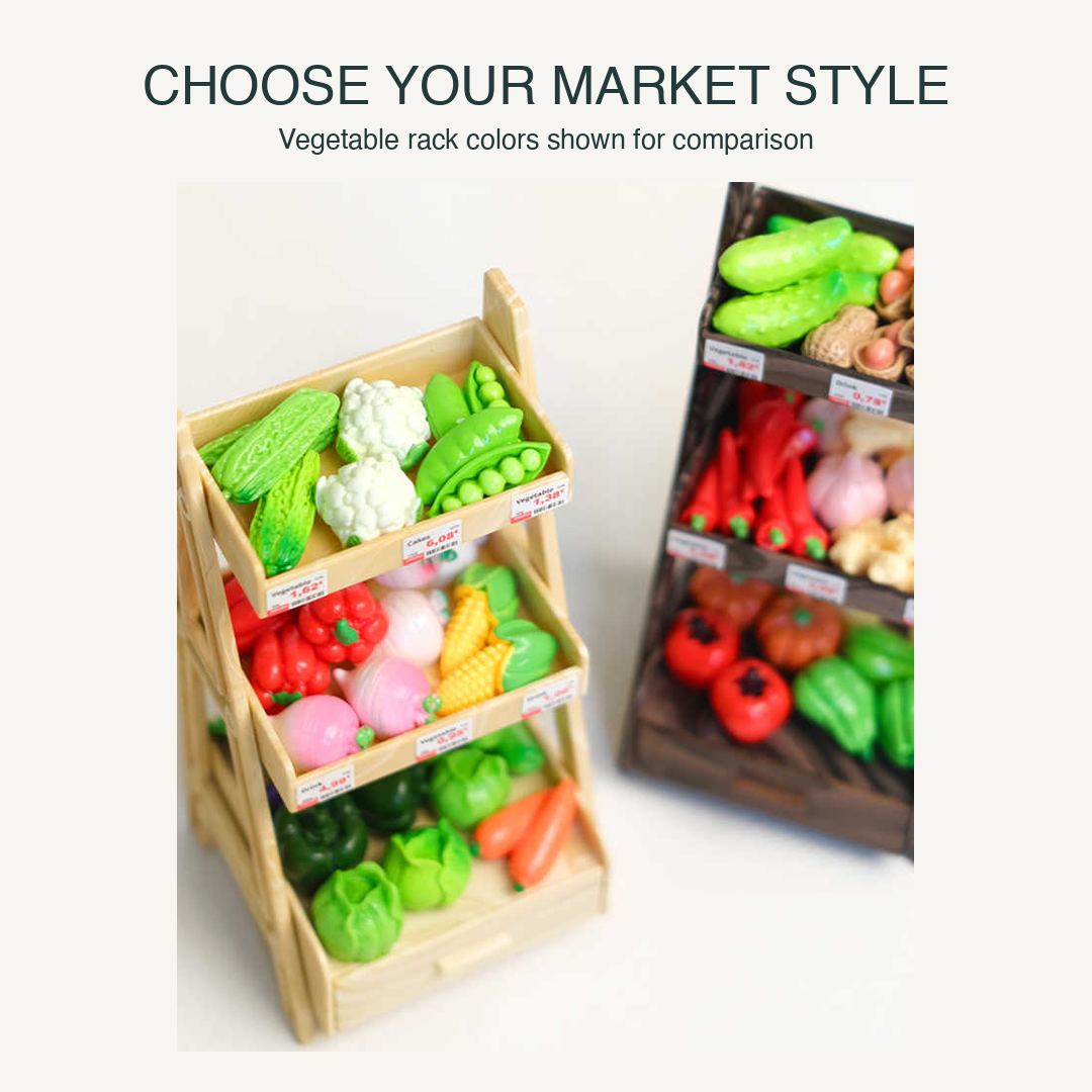 Stocked and Ready: 100-Piece Grocery Shop and Vegetable Rack Bundle
