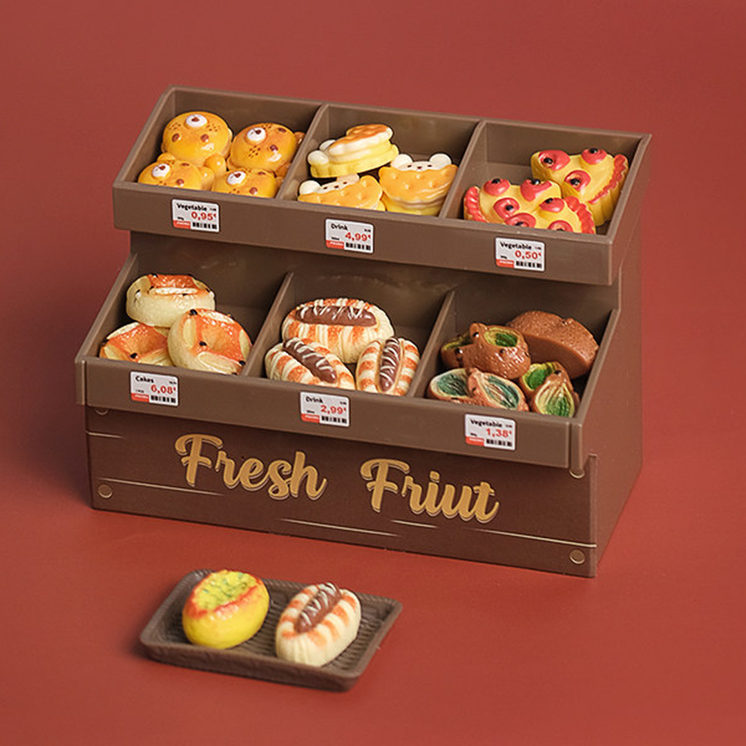 Fresh from the Tiny Bakery: Miniature Bread Display Cabinet Set