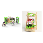 Stocked and Ready: 100-Piece Grocery Shop and Vegetable Rack Bundle