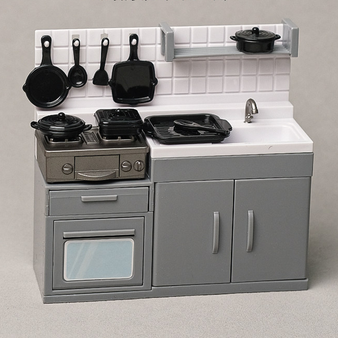 Dinner Prep in Miniature: Sink and Stove Cabinet Set