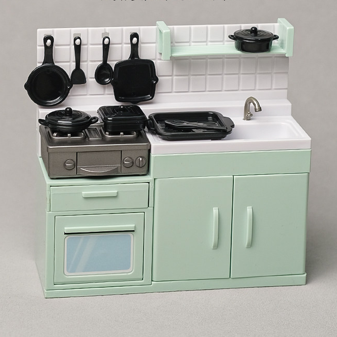 Dinner Prep in Miniature: Sink and Stove Cabinet Set